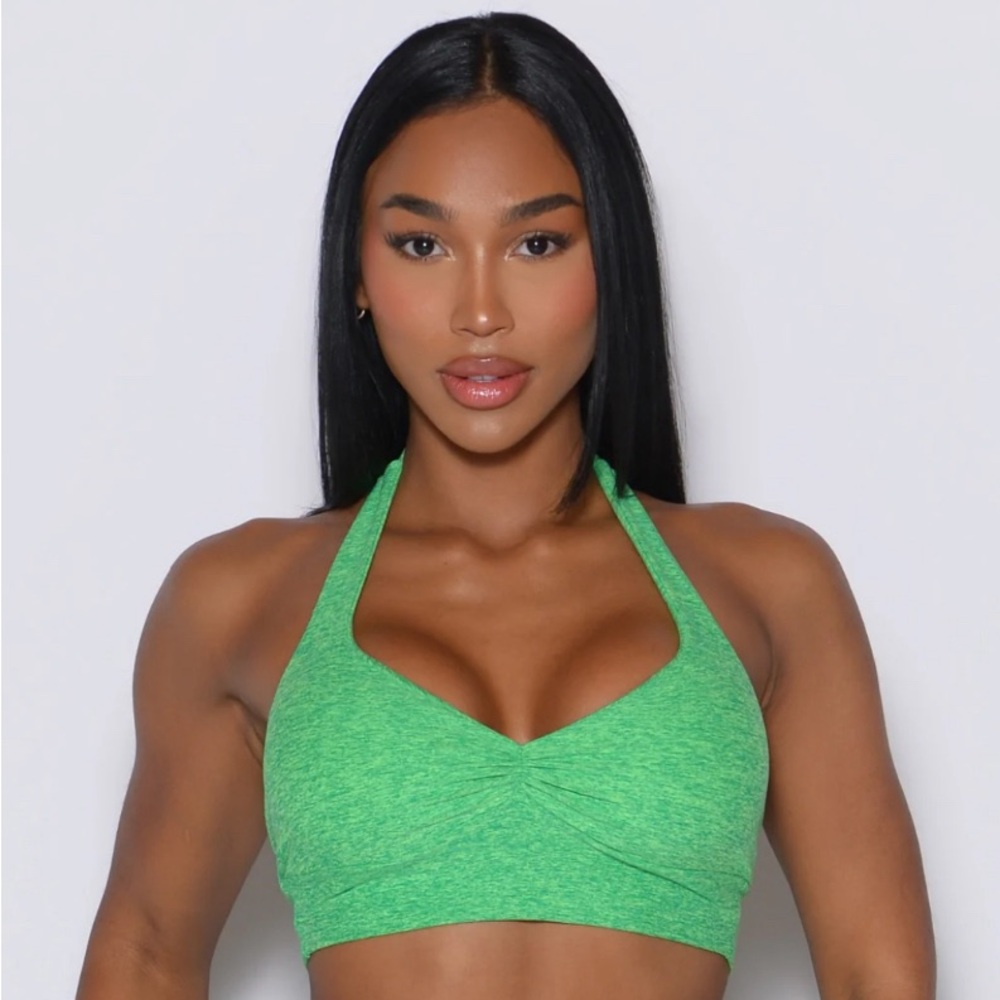 NWT Bombshell sportswear green halter bra size L